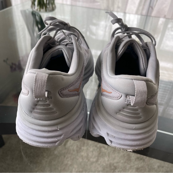 Hoka One One Bondi 8 Shoes Womens Size 9 B Gray Pink Running Sneakers NO INSOLES - Picture 7 of 8